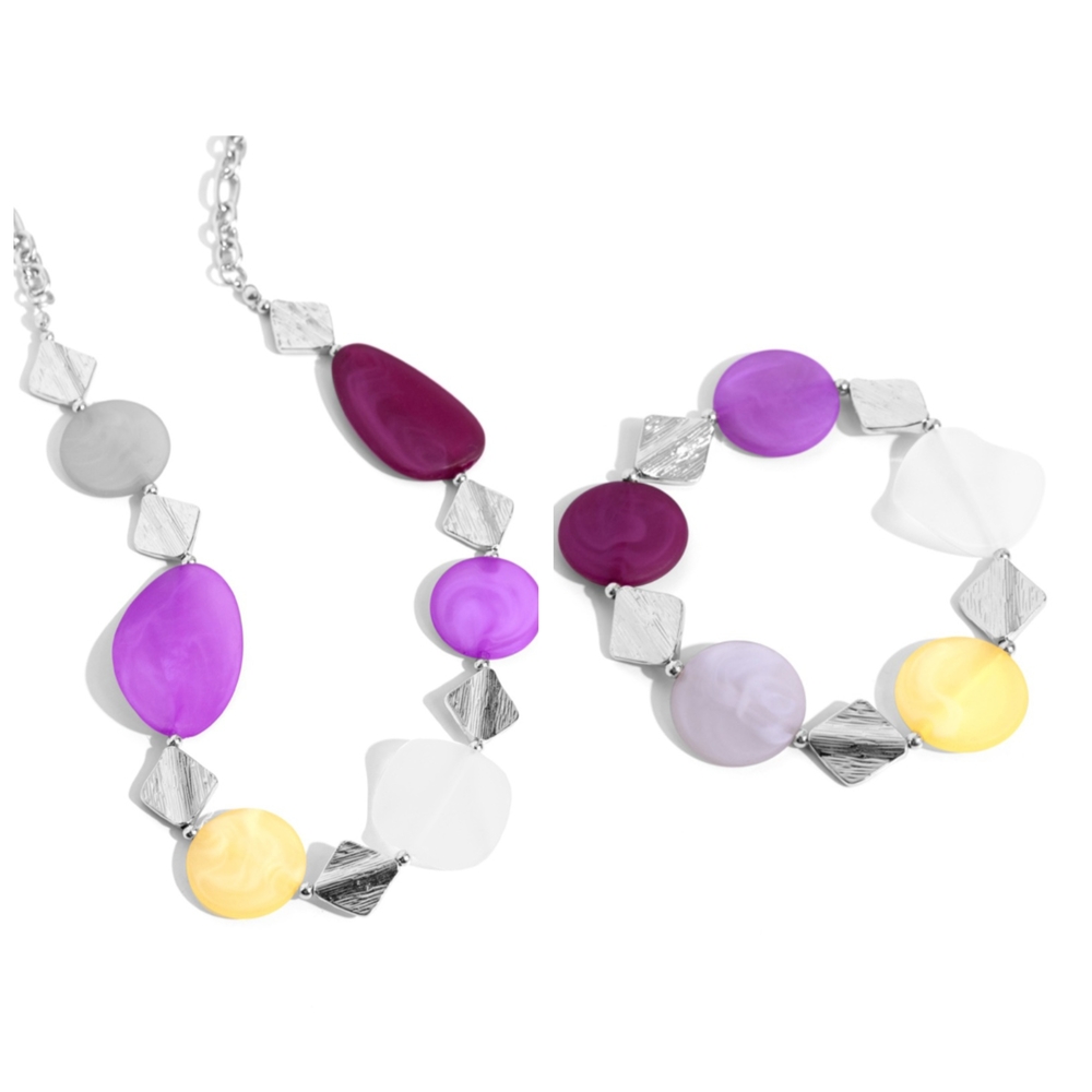 Paparazzi Purple and Yellow Beaded Necklace Set